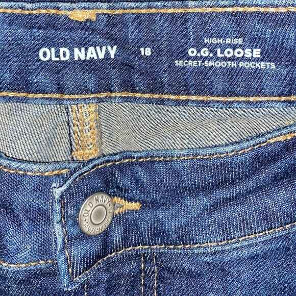 Old Navy High Rise OG Loose Ripped Jeans- Blue -Denim, Women's Size 18 - Picture 3 of 3